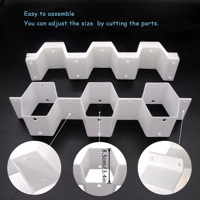 Onerbuy 8pcs DIY Honeycomb Closet Organizer Drawer Dividers Plastic Partition Cabinet Clapboard Storage Boxes for Underwear Socks Bras Ties Belts Scarves and Makeup(White) - Image 5
